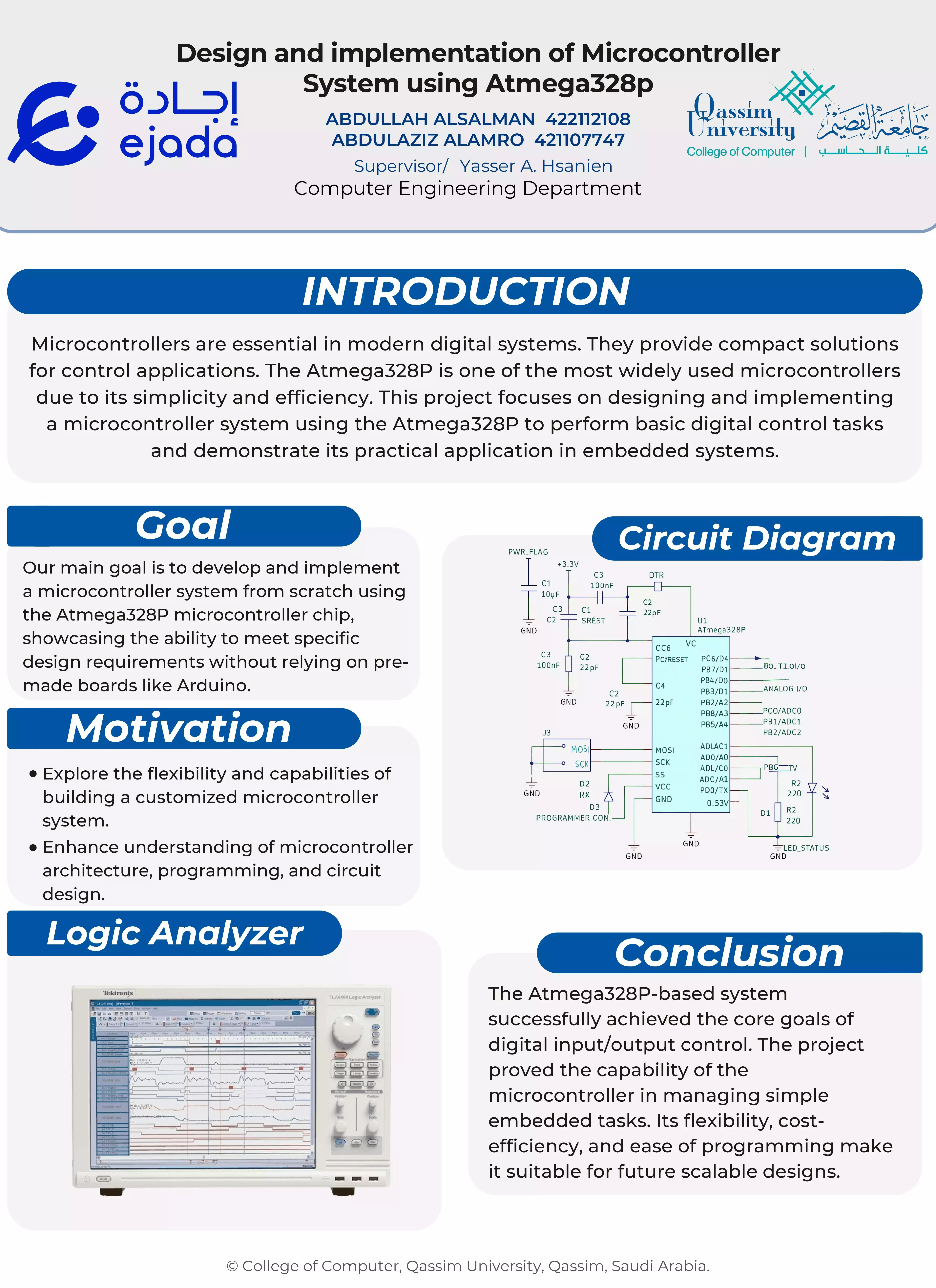 Design and implementation of Microcontroller System using Atmega328p